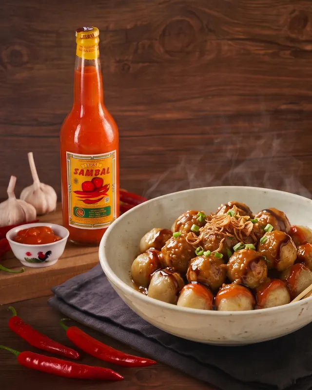 Cilok dengan Saus Sambal Laris